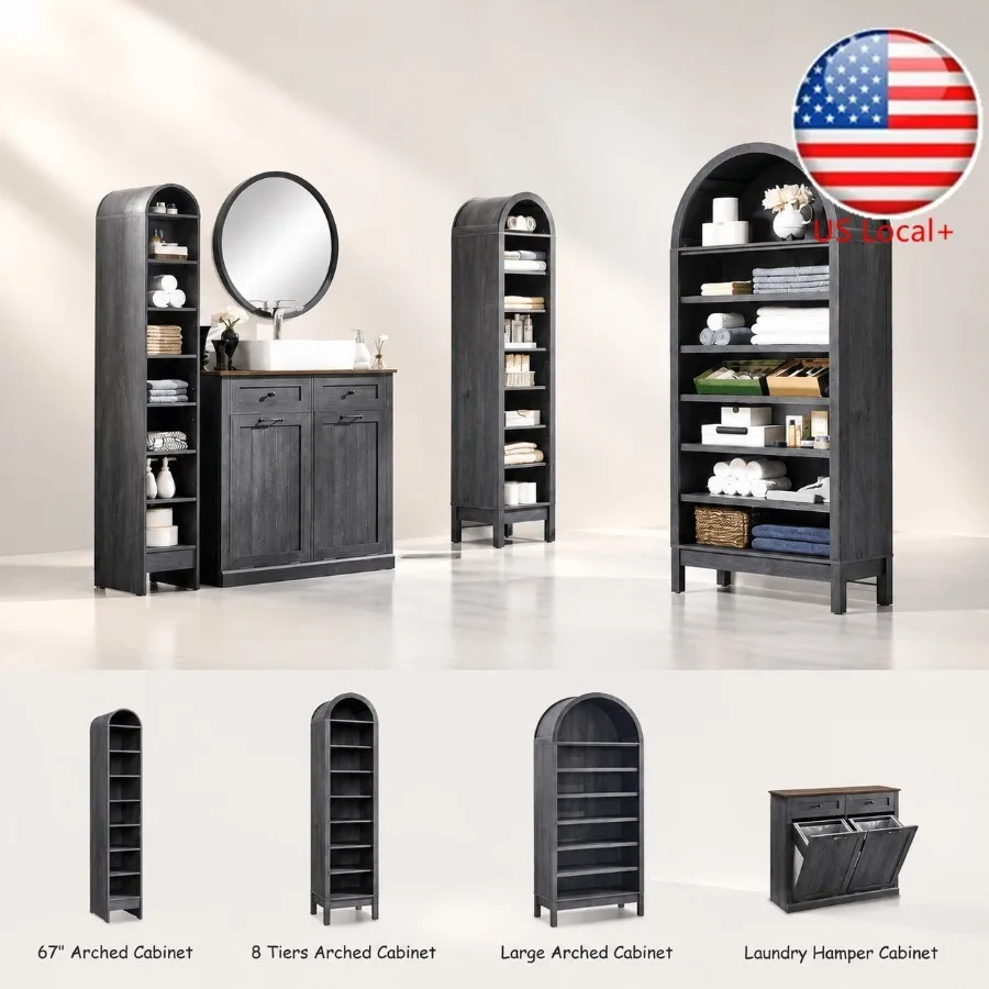 Storage & Organization - 67 Tall Arched Bathroom Storage Cabinet,