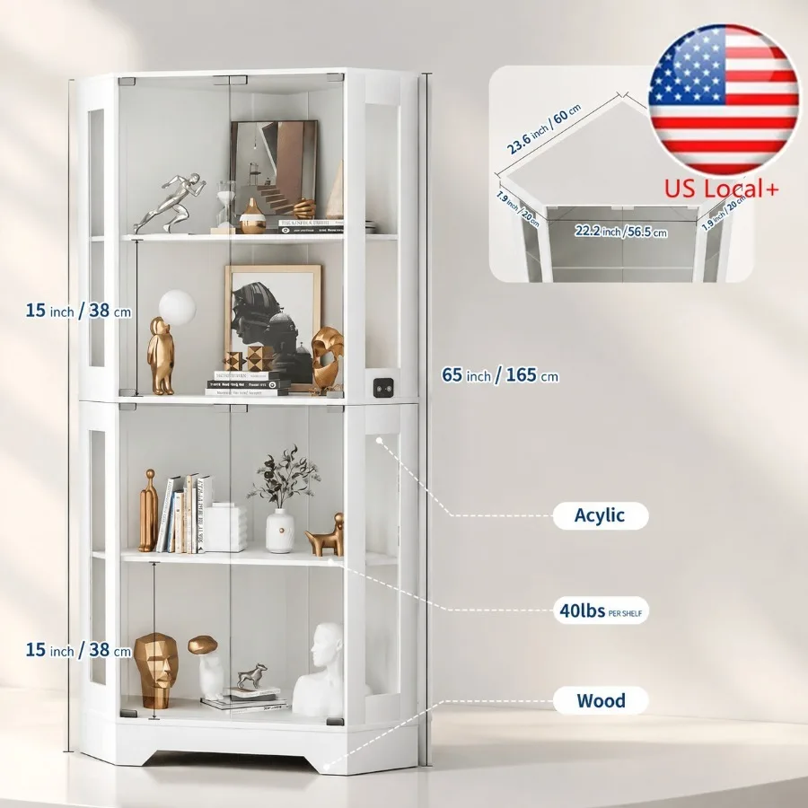 Storage & Organization - 65 White Corner Collectible Curio Cabinet