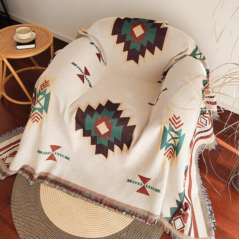 Oversized Boho Aztec Blanket w - đánh giá và giá Boho Throw Blanket Fringe