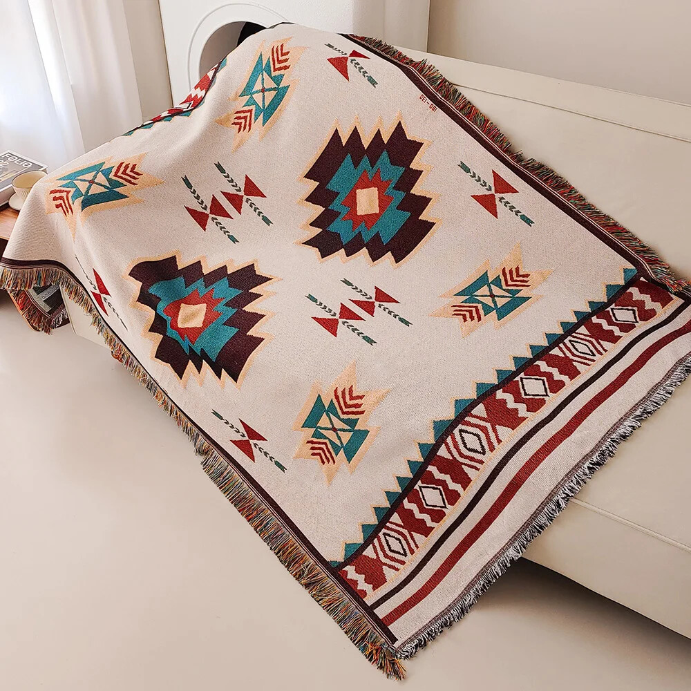 Oversized Boho Aztec Blanket w - đánh giá và giá Boho Throw Blanket Fringe