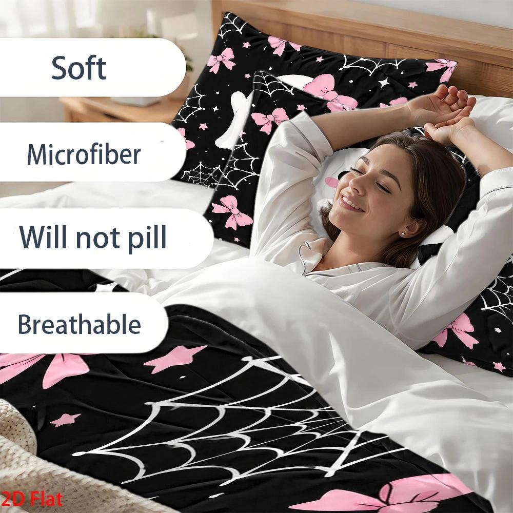 Cute Ghost-Themed Pink Bowknot - đánh giá và giá Duvet Cover Sets With Zipper