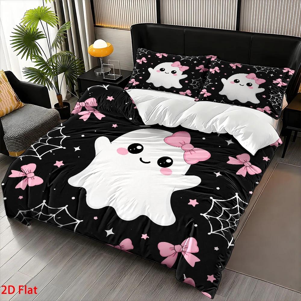 Cute Ghost-Themed Pink Bowknot - đánh giá và giá Duvet Cover Sets With Zipper