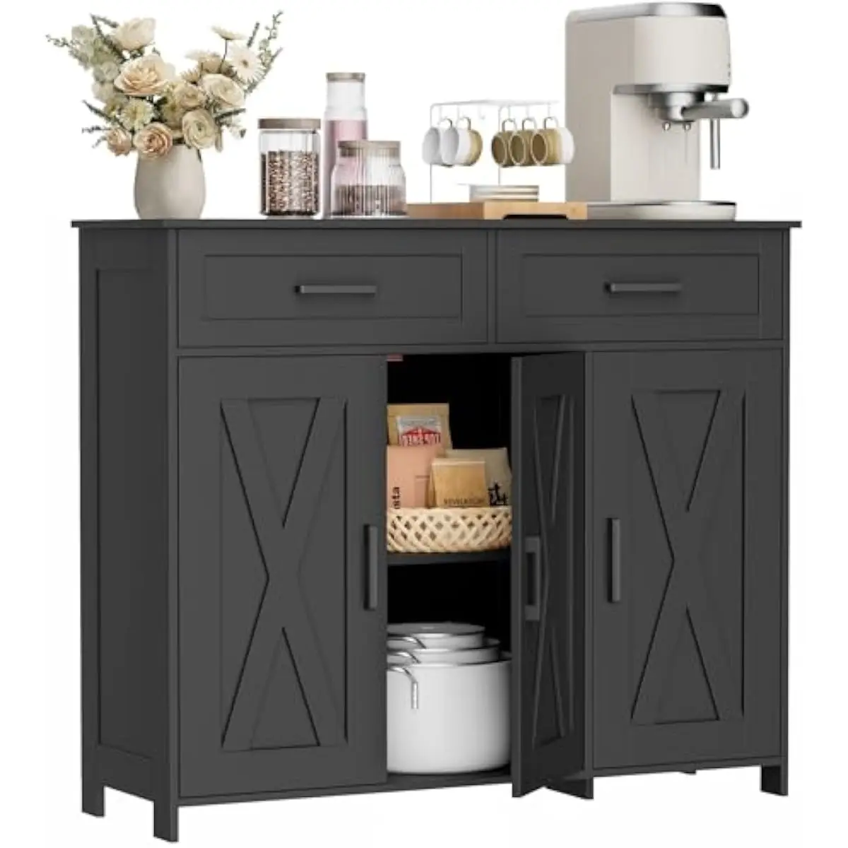 Coffee Bar Storage Cabinet wit - đánh giá và giá Kitchen