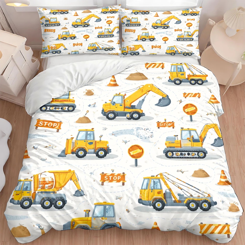 Construction Vehicle Themed Du - đánh giá và giá Duvet Cover Sets With Zipper