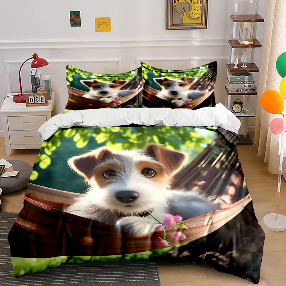 Cute Jack Russell Terrier on a - đánh giá và giá Duvet Cover Sets With Zipper