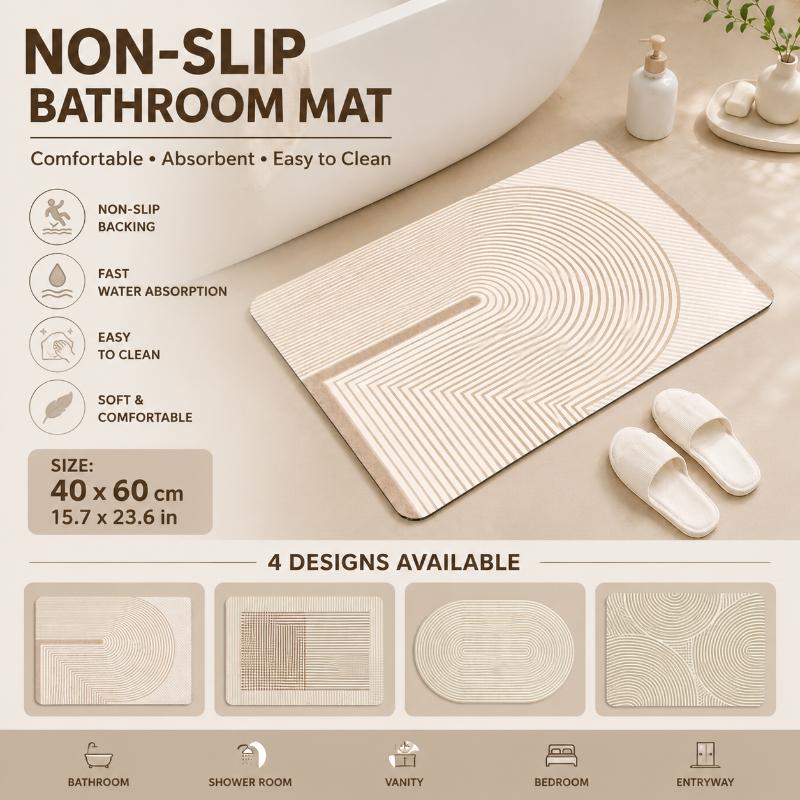 Beige Striped Diatomite Bath M - đánh giá và giá Quick Dry Diatomite Bath Mat