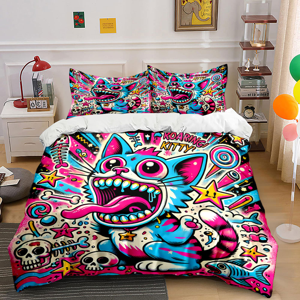 Pop graffiti style roaring cat - đánh giá và giá Duvet Cover Sets With Zipper