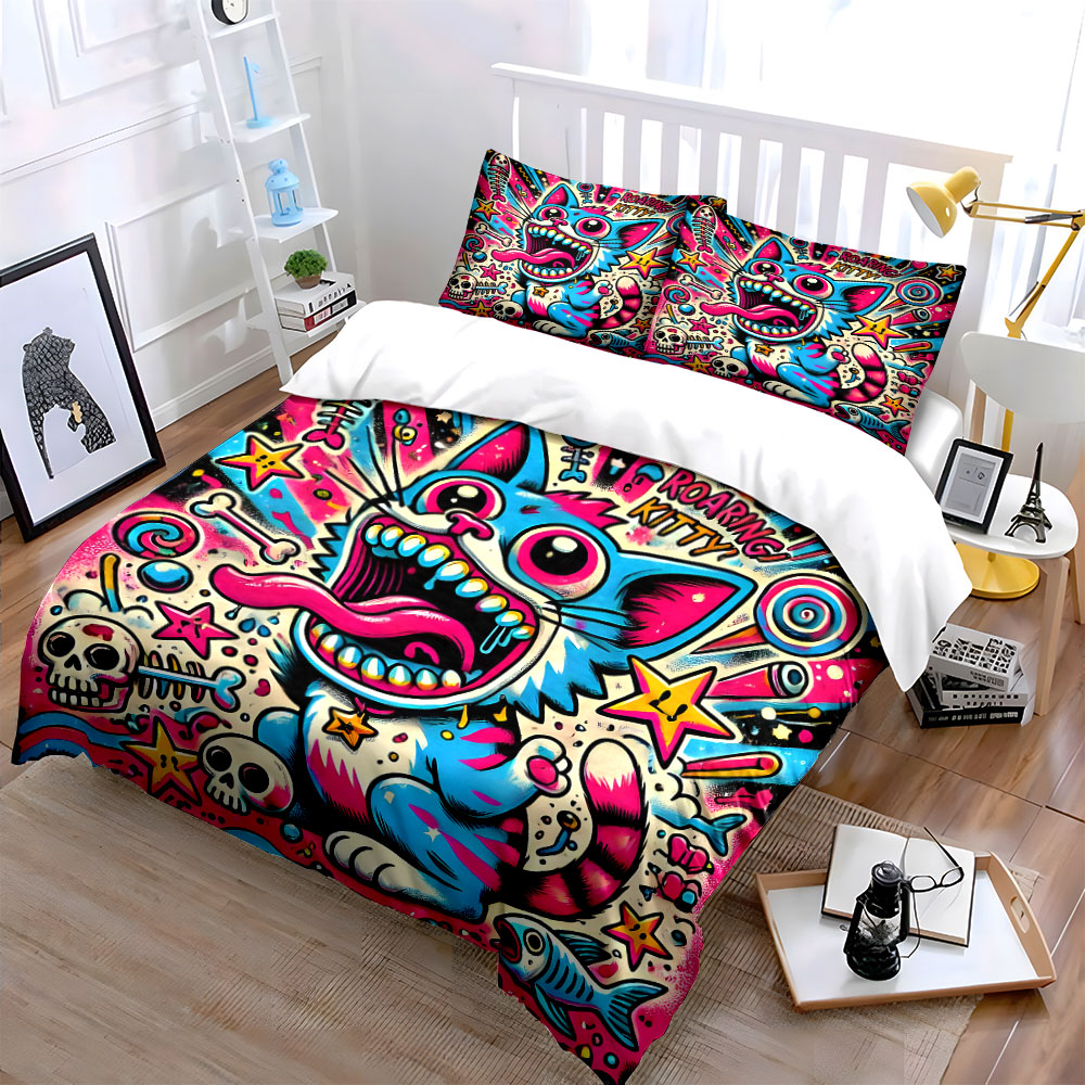 Pop graffiti style roaring cat - đánh giá và giá Duvet Cover Sets With Zipper