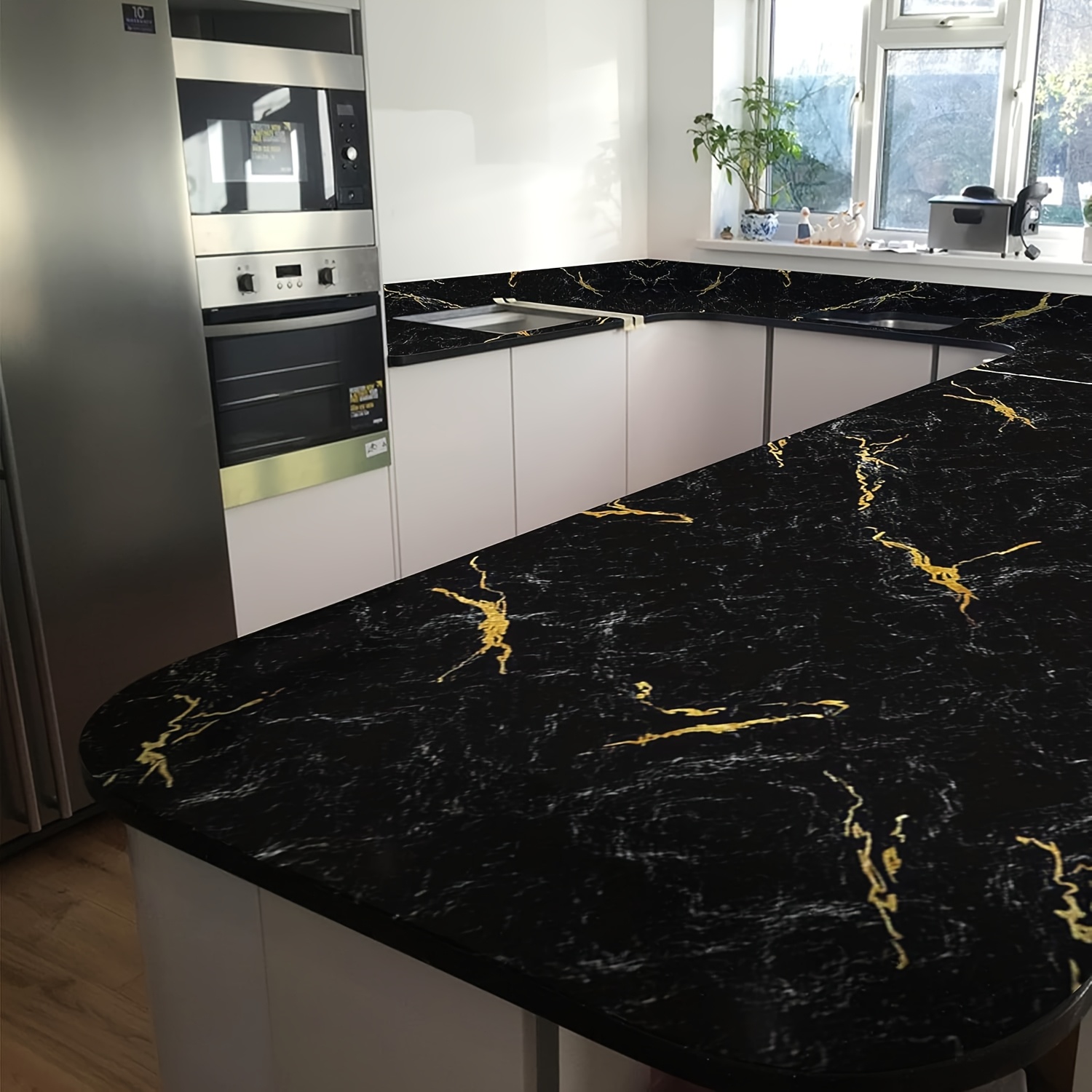 1pc Luxury Black Marble Wallpa - đánh giá và giá Kitchen