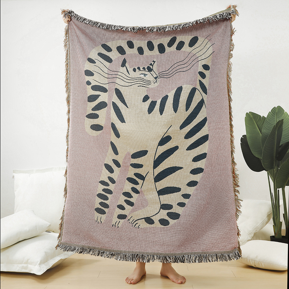 Boho Abstract Cat Jacquard Thr - đánh giá và giá Boho Throw Blanket Fringe