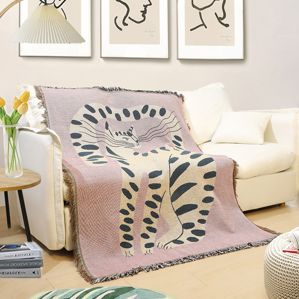 Boho Abstract Cat Jacquard Thr - đánh giá và giá Boho Throw Blanket Fringe